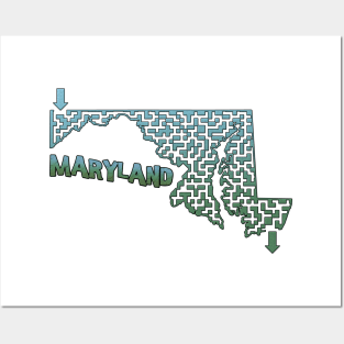 Maryland State Outline Maze & Labyrinth Posters and Art